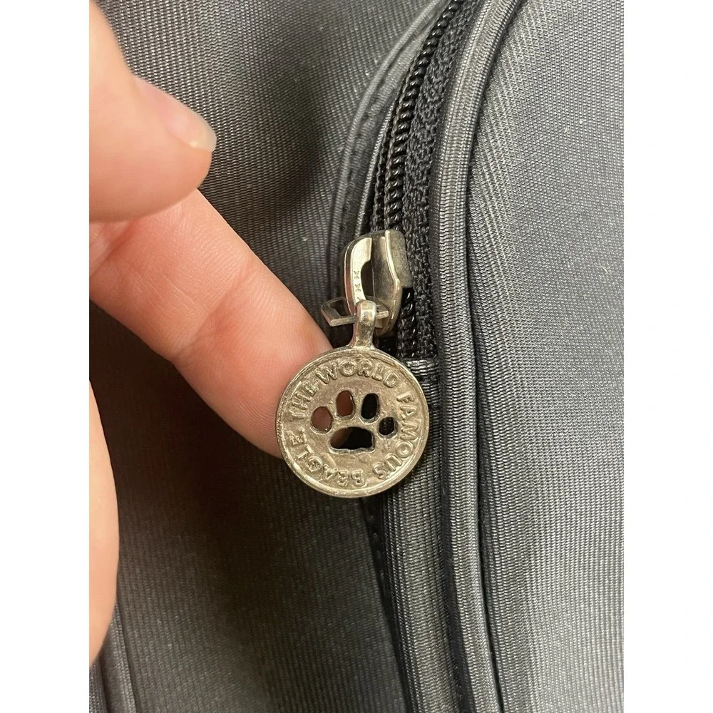 Vintage Peanuts Snoopy Backpack Bag Syndicate Gray Embroidered Beagle Dog